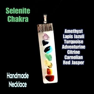 NATURAL Handmade SELENITE CHAKRA STONE NECKLACE HANDMADE